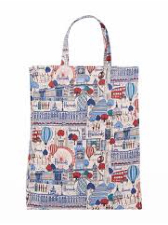 Harrods Handbags - Harrods pretty city foldaway shopper  White, Blue & Red
